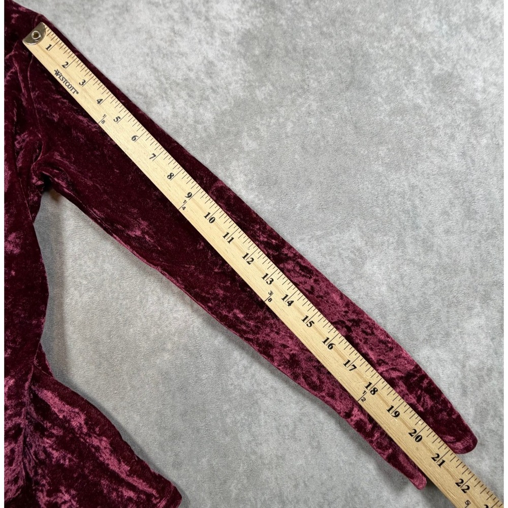 Banana Republic Vintage Womens Medium Crushed Velvet Top Burgundy Made in Italy - Picture 8 of 8